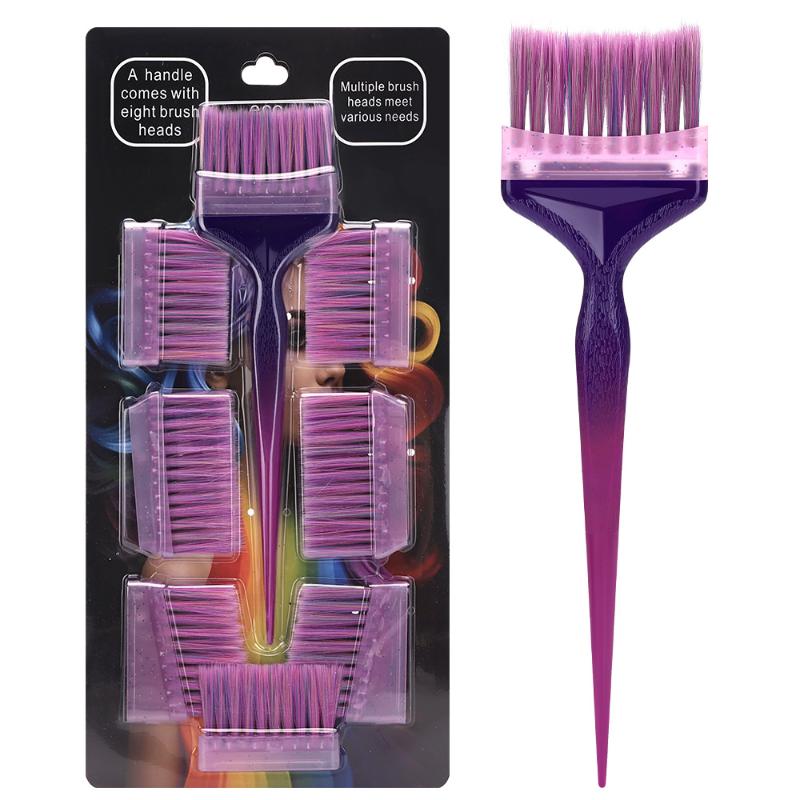 

4 Types Hair Dye Easy Clean Durable 8Pcs Replaceable Brush Head Salon & Home Hairdressing Tinting Coloring Tools Accessories Kit синий