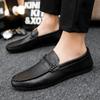 Man Casual Shoe Business Round Toe Moccasin Leather Shoes for Men Soft Flat Dress Loafers Formal Black Comfortable Fashion 2025