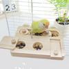 Parrots Entertainment Platform With Wood Construction Wooden Bird Foraging Puzzle Toy Cage-Mounted Enrichment Play Stand