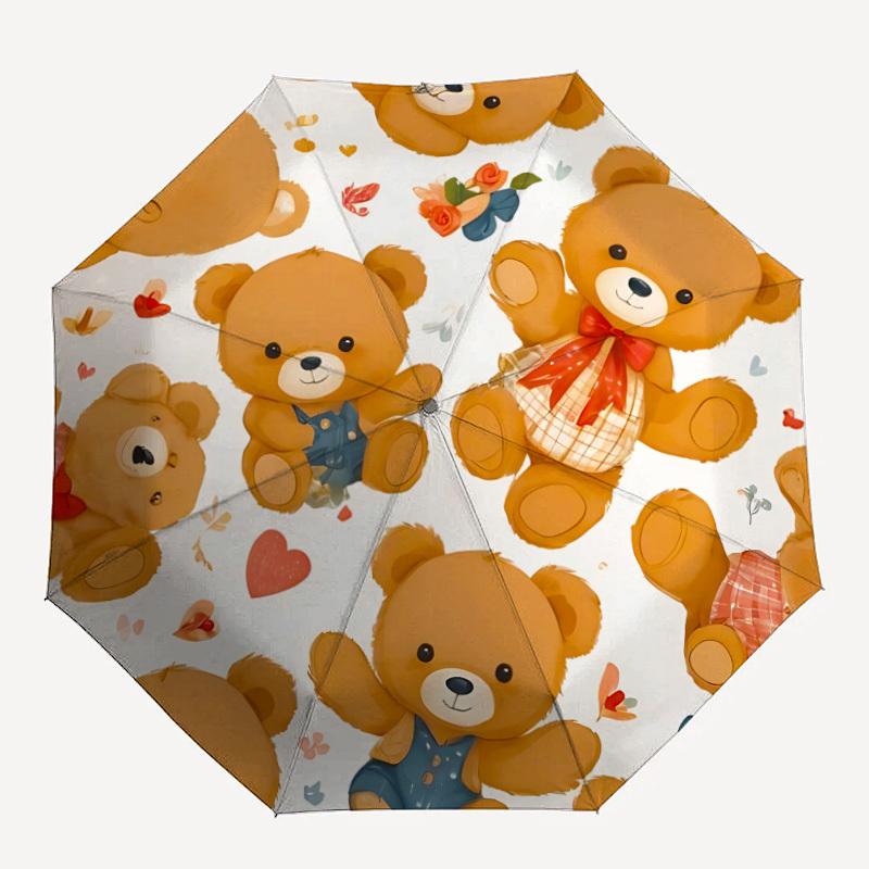 1pc Teddy Bears Automatic Umbrella | Portable Foldable 8-Rib Manual Open, Cute Birthday & Holiday Gift for Outdoor yy260107100