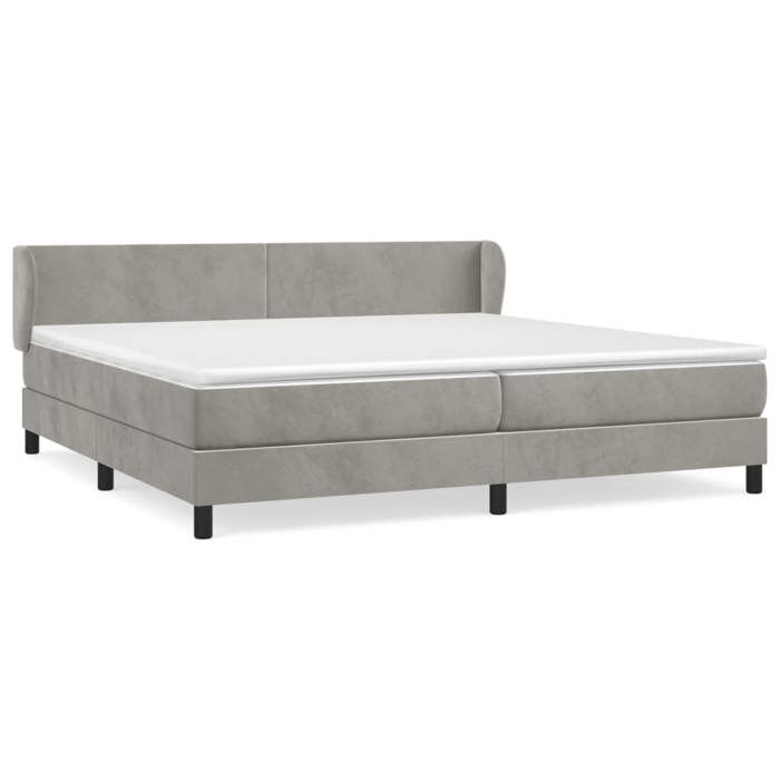 3127391 vidaXL Bed with Divan Base and Mattress Light Grey 200x200cm Velvet