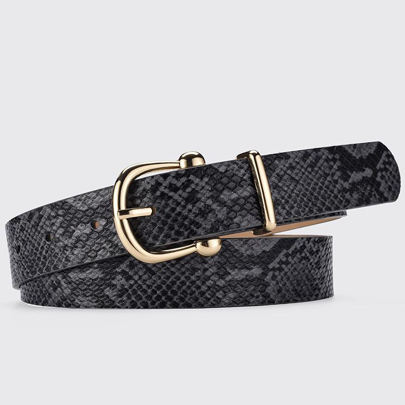 Leather Chic Pu Snake Texture Womens Belt Featuring Durable Alloy Buckle For Stylish Outfits