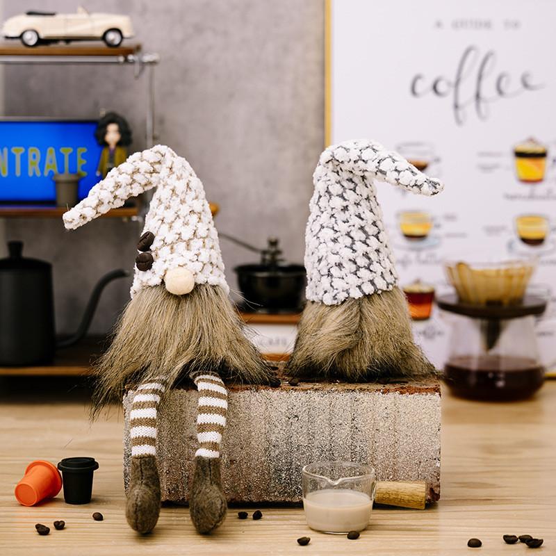 Leg Hanging Enchanting Coffee Gnome Character In Soft Polyester For Styling Home