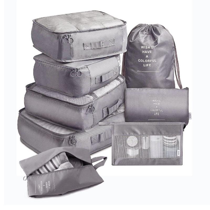 Ensemble de 8 sacs organisateurs pour voyage Sacs organisateurs Accessoires Bagage Valise Organisateur Sac de toilette étanche Rangement pour vêtements
