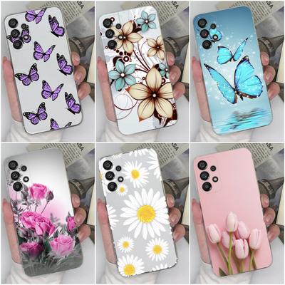 Etui do Samsung A04E A23 A32 A33 A52 A72 A12 A13 A14 A10S Moda Kwiat Motyl Przezroczysty ochronny miękki silikon do Samsung Galaxy Zderzak