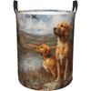 Golden Retriever Dogs Print Circular Hamper Perfect For Organizing Clothes Toys And More