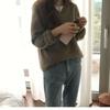 Women's Thick V-Neck Wool Sweater: Velvet, Loose, Casual Knitwear for Autumn & Winter