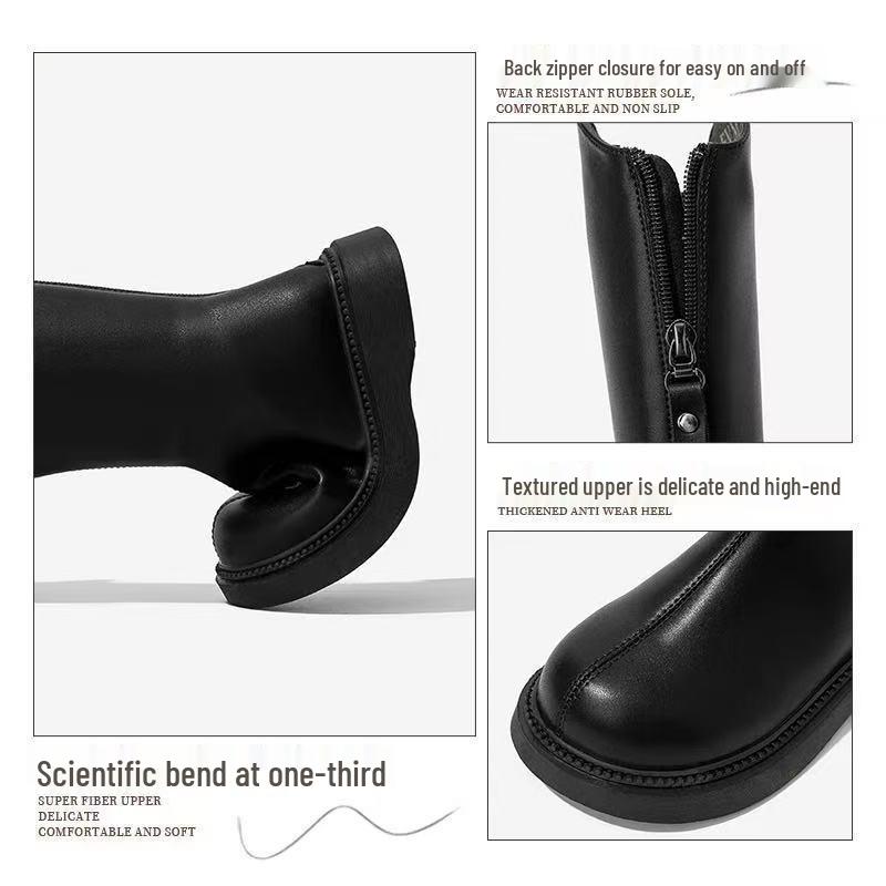 Girls' Knee-High Leather Boots 2025 - Fleece-Lined Autumn/Winter Martin Boots