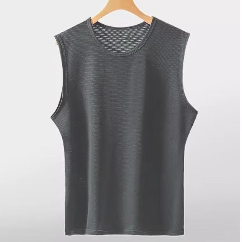Débardeur d'été pour homme coupe slim en maille de soie glacée respirante pour le fitness