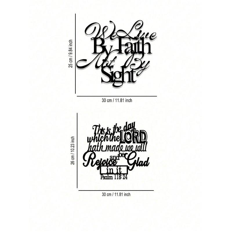 Black Minimalist Christian Metal Wall Art Scripture Sign Home Office Decor