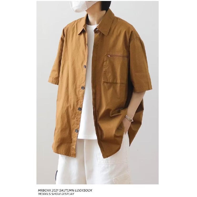 Retro Shirt Men'S Summer Outfit Hong Kong Style Student Loose And Niche Design Fun New Men'S Top For Outdoor Wear 2024