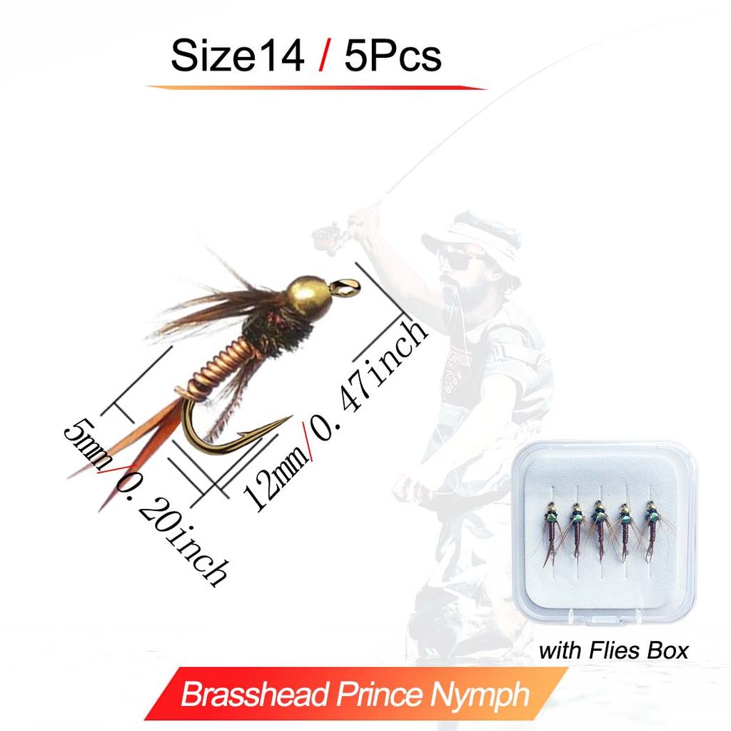 Fishing Lure 5Pcs/Box Fast Sinking Wire Tungsten Bead Head Nymph Flies Trout Fly Fishing Lures