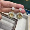 New Chinese Chalcedony Enamel Pendant Earrings Classical Court Plated Real Gold Temperament Elegant Chinese Style