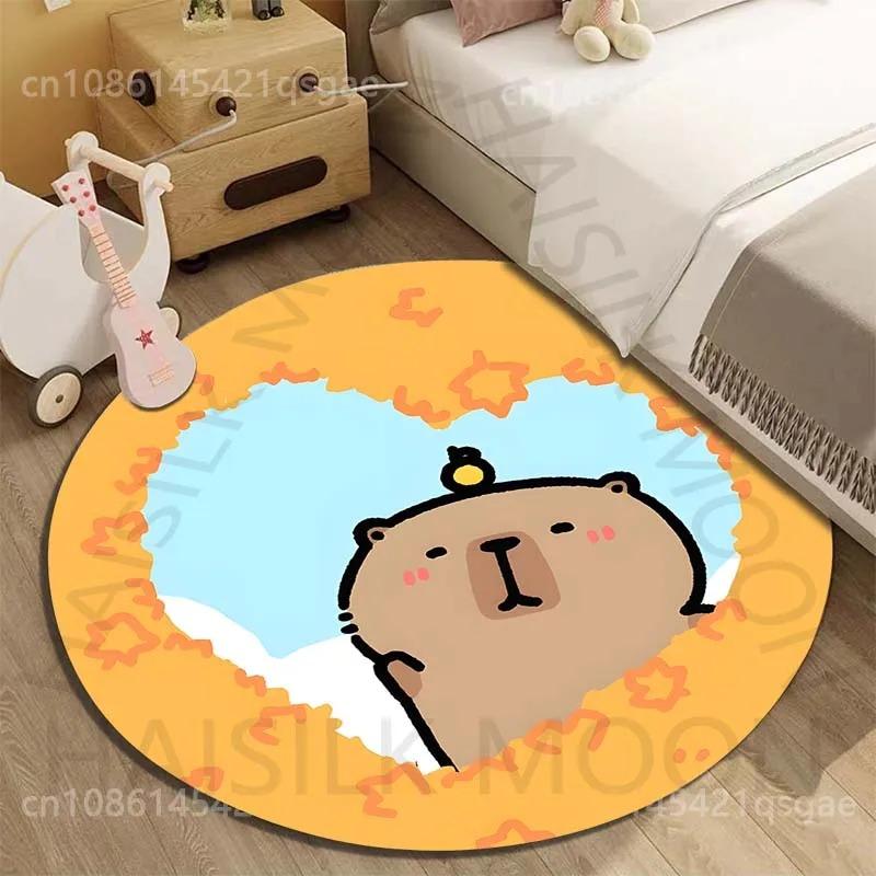 Disney Capybara Cartoon Gedruckte Runde Matte Wohnzimmer Sofatisch Schlafzimmer Boden Teppich Große Fläche Haustier Teppich Heimdeko Geschenke