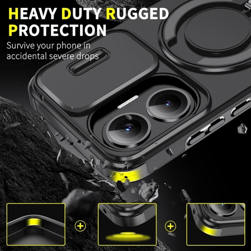 Armor Magnetic Holder Case For Xiaomi 15T 14T Pro Poco F7 X7 X6 Pro M7 C71 C75 F7 Ultra 5G Slide Camera Protection Cover