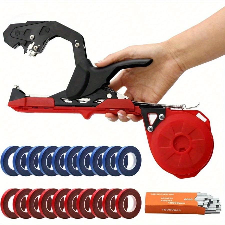 Pistola Engrapadora para Atar Plantas Máquina Atadora de Plantas con Cintas y Grapas Herramienta Manual Ligera de Cinta para Atar Plantas Para Atar Enredaderas