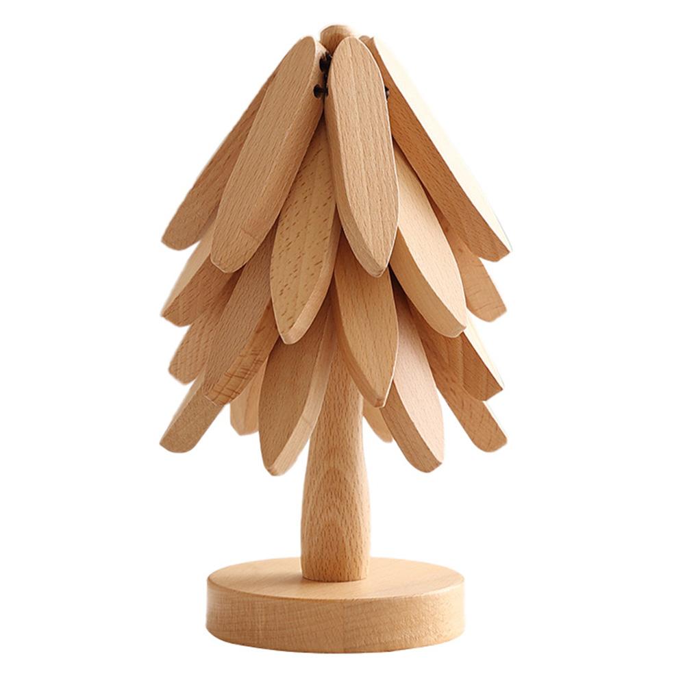 Wooden Tree Coasters 4Pcs Tree Shaped Tree Shaped Trivet Mats for Hot Dishes, Hot Pots and Pans A