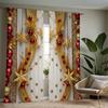 Set Of 2 Jit Golden Red Christmas Festive Curtain Decorative Privacy Polyester Holiday Home Decor Curtains Made