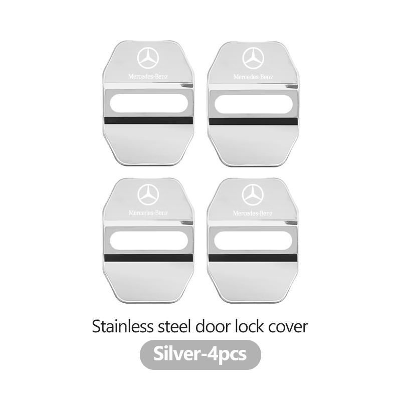 For Benz 4PCS Fashion Stainless Steel Car Covers Door Lock Protecting Cover Exclusive AMG W124 W203 W204 SPRINTER V CLASS VIANO