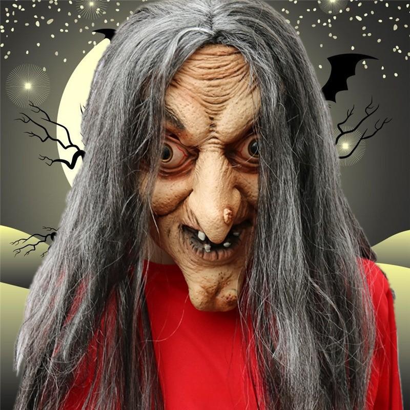 Horror-Hexe Latexmaske für Halloween-Party-Kostüm und Geisterhaus-Dekoration