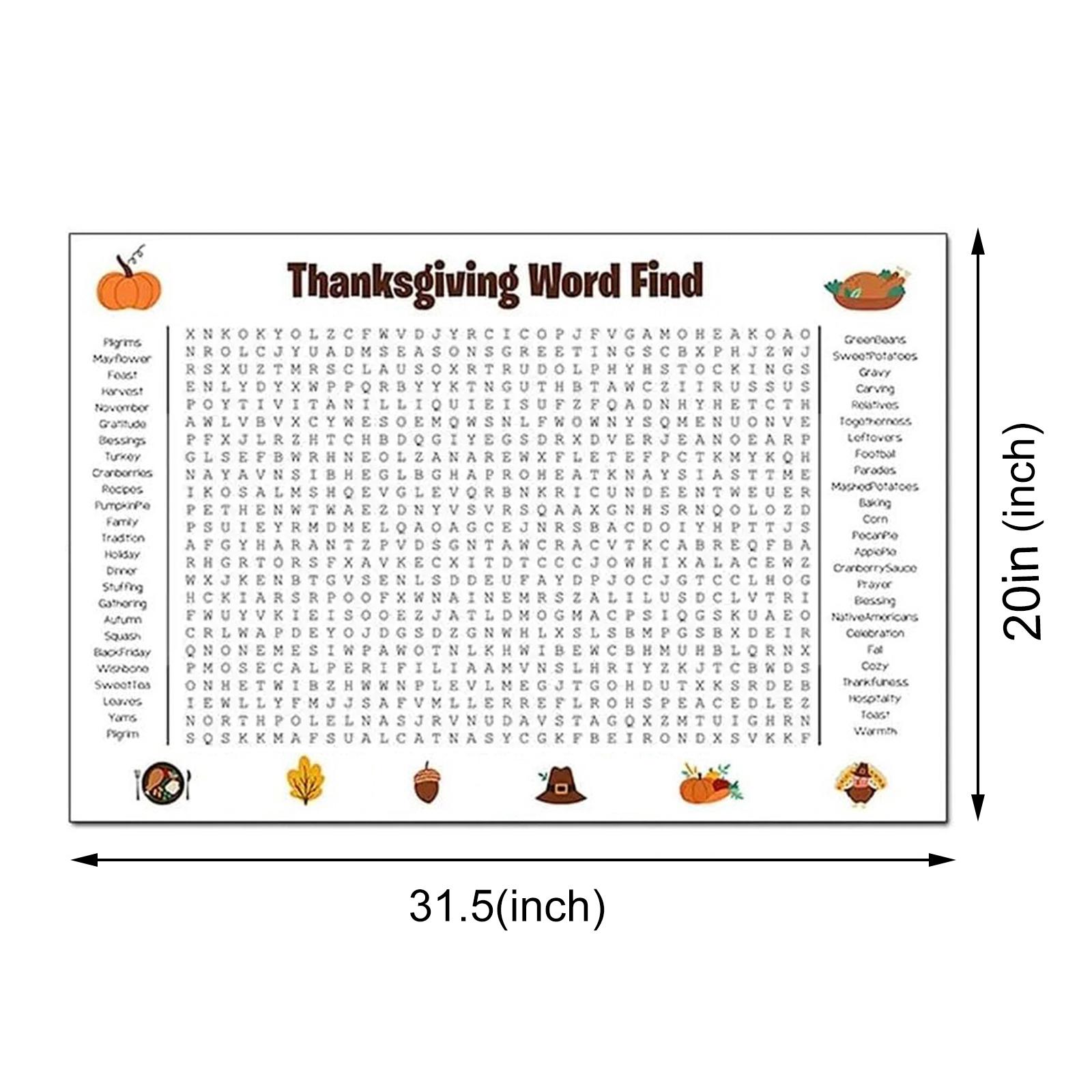 Thanksgiving Christmas Word Search Poster 31.5x20in Wall Game Giant Christmas Activity Poster for Families Christmas Game