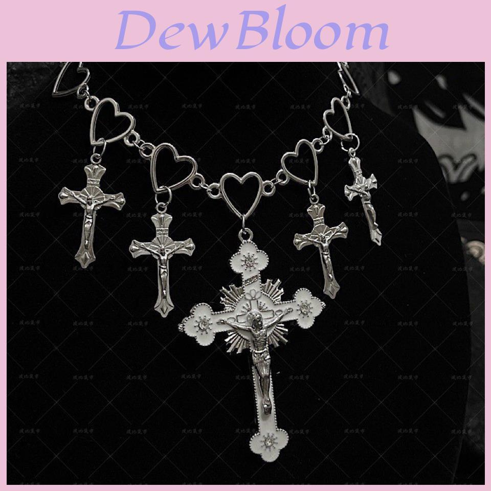 Bohemian Heart Cross Necklace With Geometric Alloy Pendant For Women