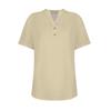 Women Casual V Neck Short Sleeve Button Down Shirt Solid Color T Shirt Top Fashion