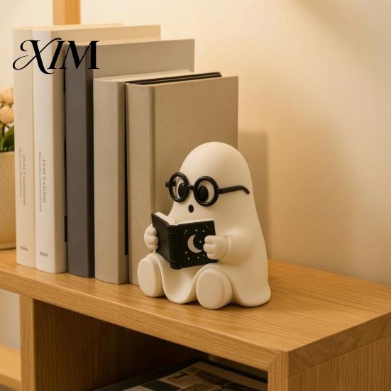 Vielseitige tägliche und Urlaubs-Wohnaccessoires Halloween Geisterfigur, Harz Cartoon Schreibtischornamente, Niedliche Statue Schwarz Weiß Ästhetische Raumdekoration