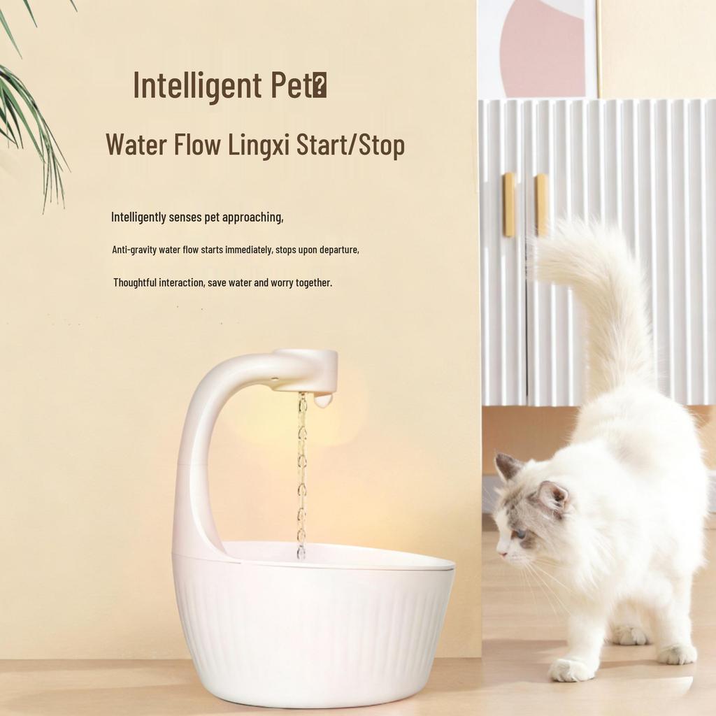 KuangJie Anti-Gravity Pet Water Fountain: Automatic Filtration and Sensor-Activated Dispenser for Dogs and Cats