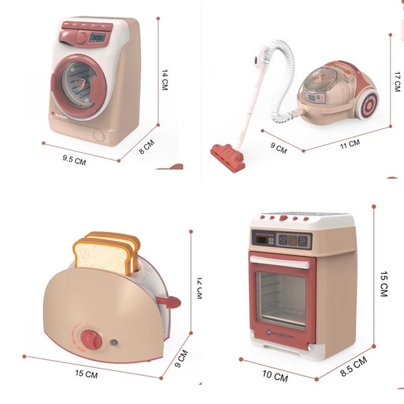 Kids Electric Toy Appliances Simulation Coffee Machine Juice Maker Washing Machine Oven Bread Maker Role Play Housekeeping Toy Multi Function Toy Set