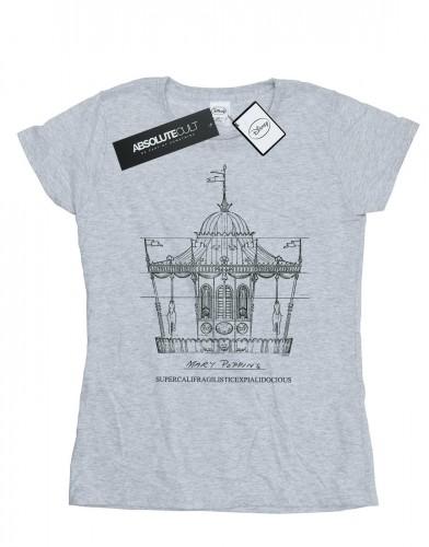 Disney Women's White / Mary Poppins Carousel Sketch Cotton T-Shirt Xl