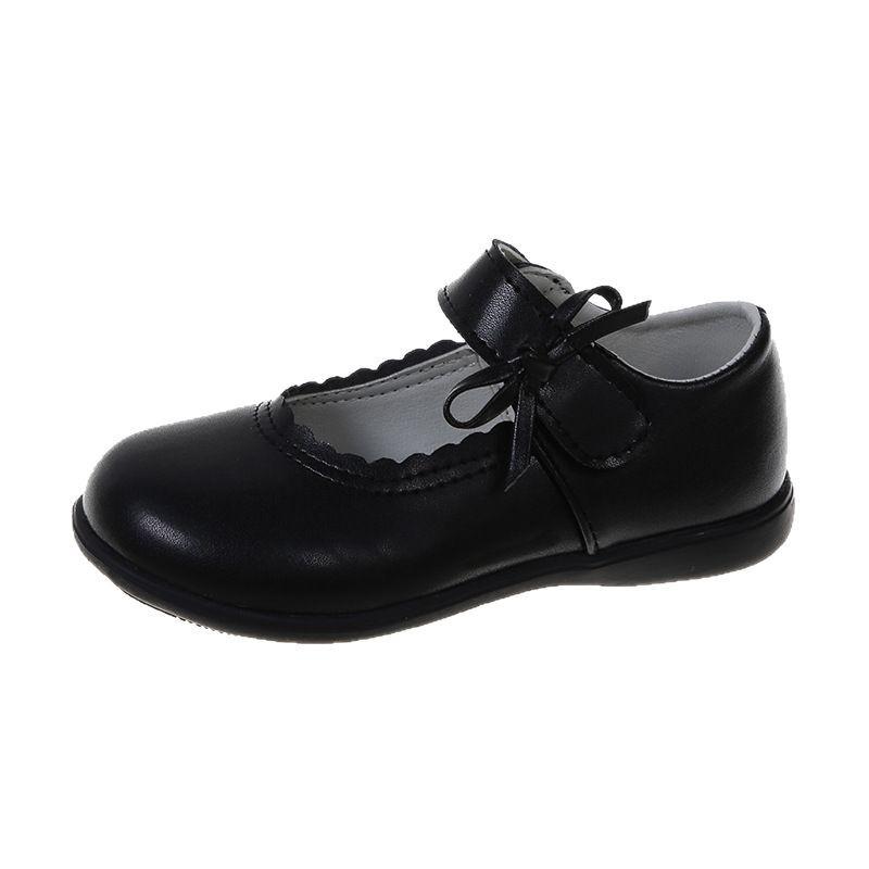 Zapatos Escolares para Niñas Negros Mate Modernos Zapatos Planos para Niños Lazos Simples 2025 Nuevo Zapatos de Cuero para Niños Suela Blanda Antideslizante