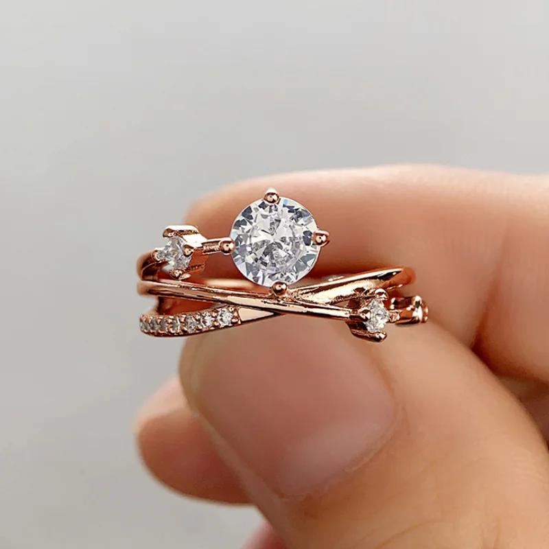 Huitan Wedding Band Eternity Rings Women Brilliant Round Zirconia Luxury Engagement Rings Thin Elegant Female Jewelry