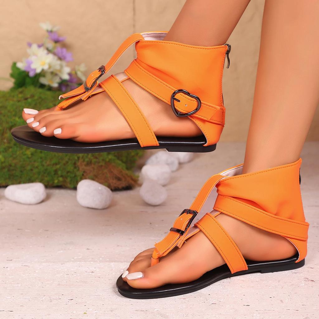 Fashion Women Sandals Denim Buckle Flat Sandals New 2025 Clip Toe Roman Flip Flops Comfortable Casual Shoes for Women Zapatos De Mujer