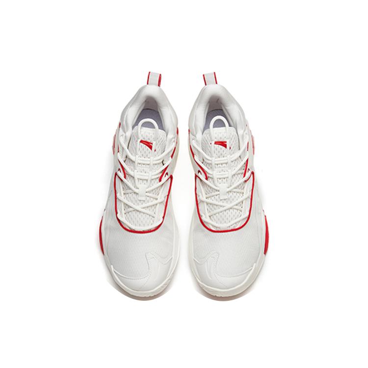 New Anta Airspace 3 Cushioning Anti Slip Wear Resistant Breathability Low Top Basketball Shoes Men's White Red 112211608-4