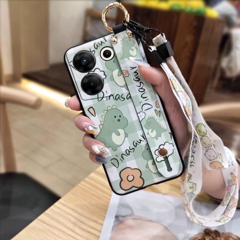 Cute Lanyard Phone Case For Tecno Camon20 Pro 5G/CK8n Silicone Phone Holder Soft case Back Cover Waterproof Wrist Strap