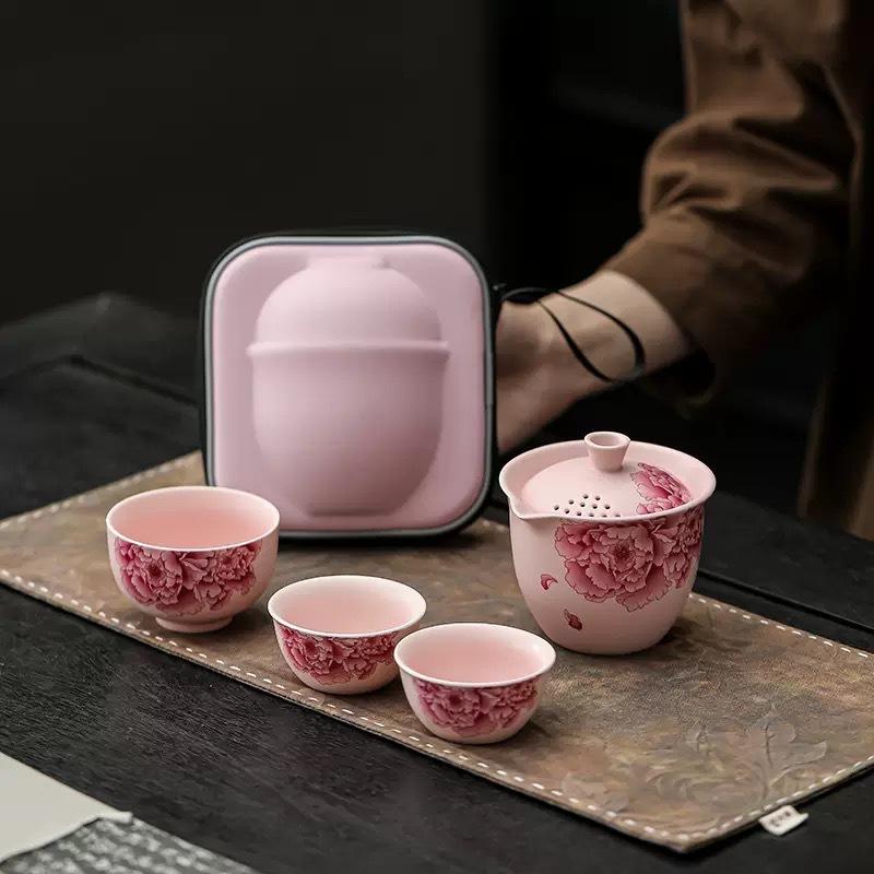 Fenru Anti-Scalding Travel Tea Set Portable Full Set Of Car Outdoor Teapot Teacup Business Chinese Style Gifts Coveredbowl200ml,mastercup100ml,smallcup60ml