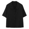 Retro Lapel Black Shirt Women's Short-sleeved Top Summer New French Temperament Thin Shirt Design Niche