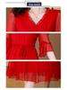 2023 Elegant V-Neck Red Chiffon Dress – Summer Style for Women, Age-Reducing, Fashionable and Suitable for Mothers
