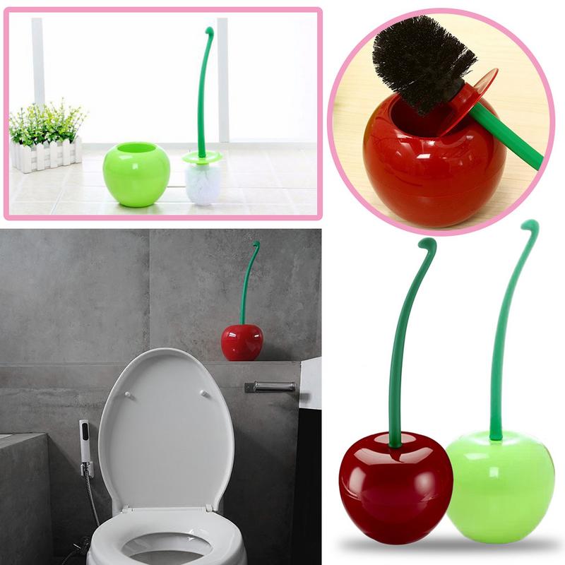 Cherry Toilet Brush Toilet Bowl Cleaner Brush Creative Toilet Brush with Holder Bowl & Long Handle for Household Cleaning Tool