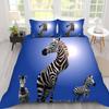 Vibrant Blue Zebra Print Duvet Cover Set Playful Stylish Bedding Suitable Children Kids And Adults Warm Soft And Breathable