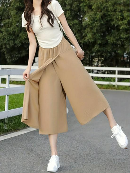 2025 Women's Plus Size High Waist Summer Skirt Pants - Loose, Slimming, Thin Fit