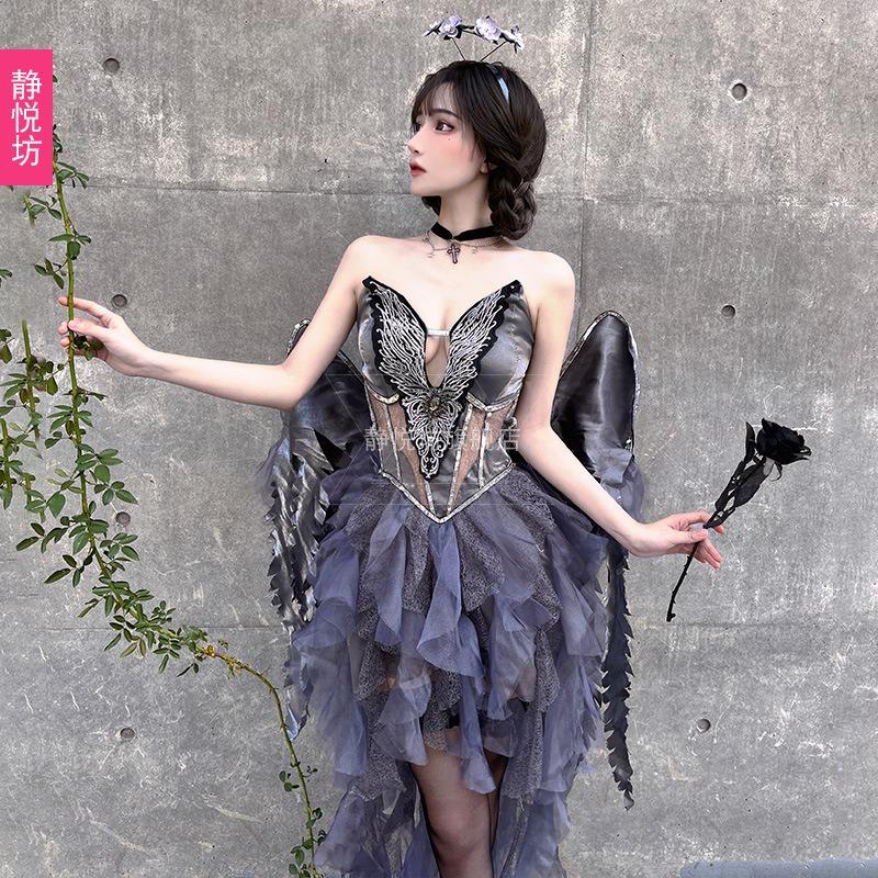 Halloween Adult Costume Nightclub Bar Horror Diablo Ghost Angel Devil Goth Devil Dress