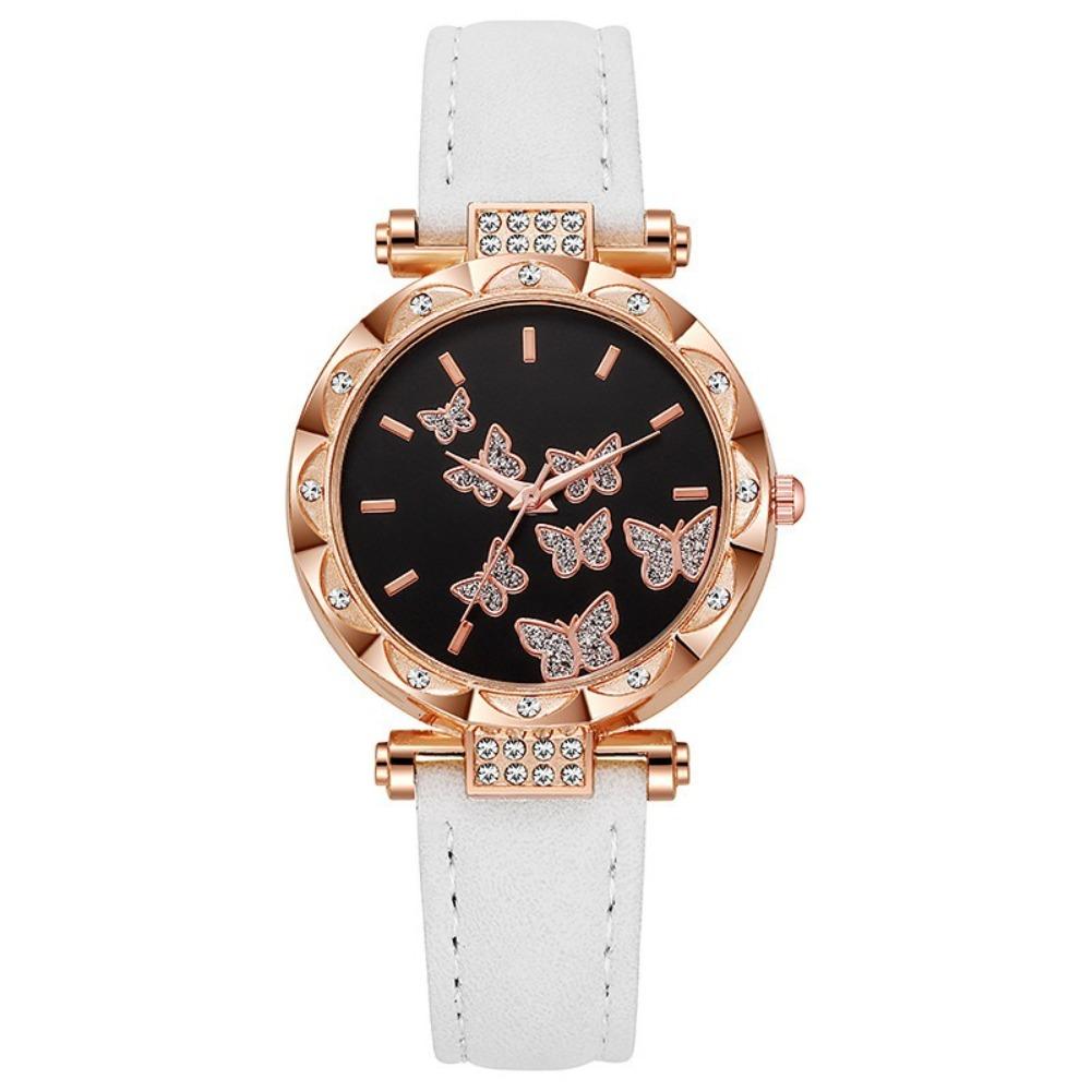 Butterfly Dial Quartz Watch Rhinestone Wristwatches Elegant Women Watches  Women