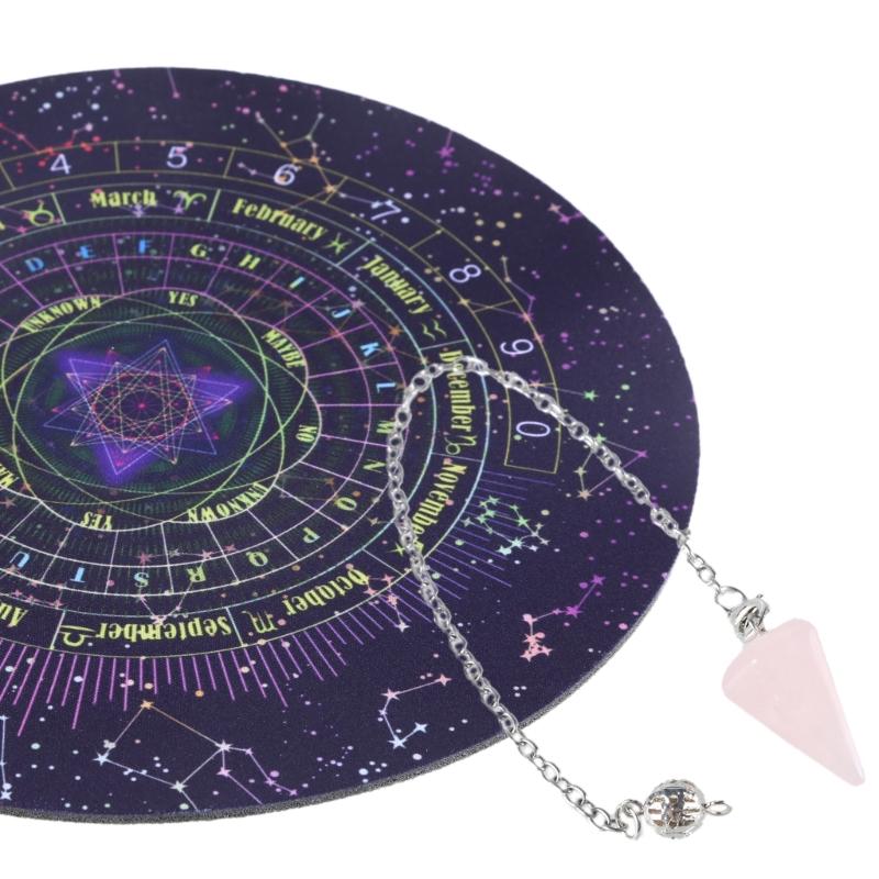 Witchcraft Divination Wood Board,Metal Dowsing Rods Set Dowsing Pendulum Board, Spiritual Divination Tool for Beginner