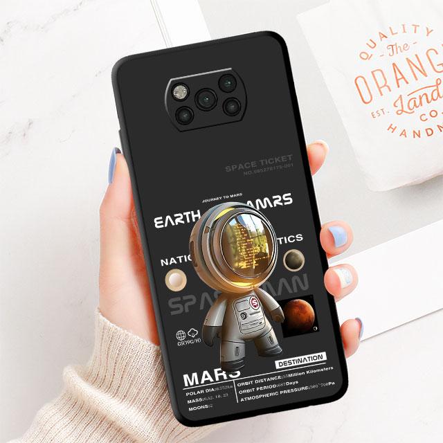 

Милый астронавт силиконовый роскошный чехол для телефона Poco F3 GT X3 Pro F4 F1 M3 M4 5G C40 X3 NFC X4 X4 NFC F4 GT Pocophone F1 M3 Pro Pocophone F1