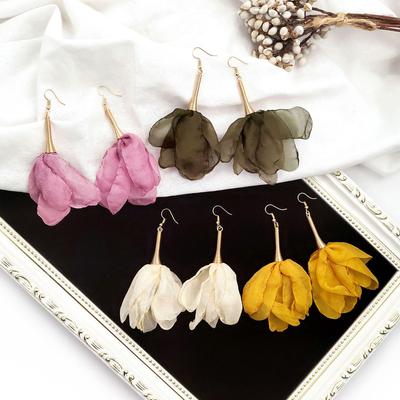 Orecchini a Fiore in Pizzo a Rete Dongdaemun con Perle