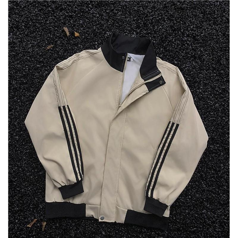 Unisex Oversized Stand Collar Bomber Jacket Casual Loose Fit Lightweight Streetwear Men Women
