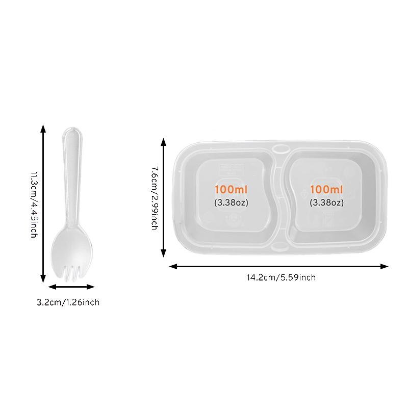 Seyahat Atıştırmalık Kapları 2 Bölmeli, Kapaklı Sos Fincanları Kompakt Gıda Saklama Kutusu Yetişkinler İçin