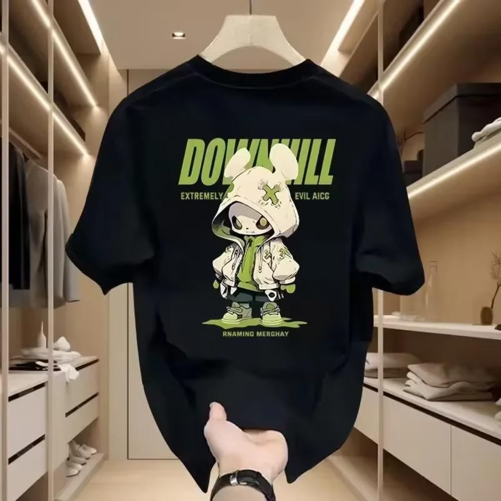 

Футболка с короткими рукавами для мужчин, летняя, тонкая, с круглым вырезом, из чистого хлопка, jojo bizarre adventure, мужская одежда, kid cudi XXXXXL чёрный